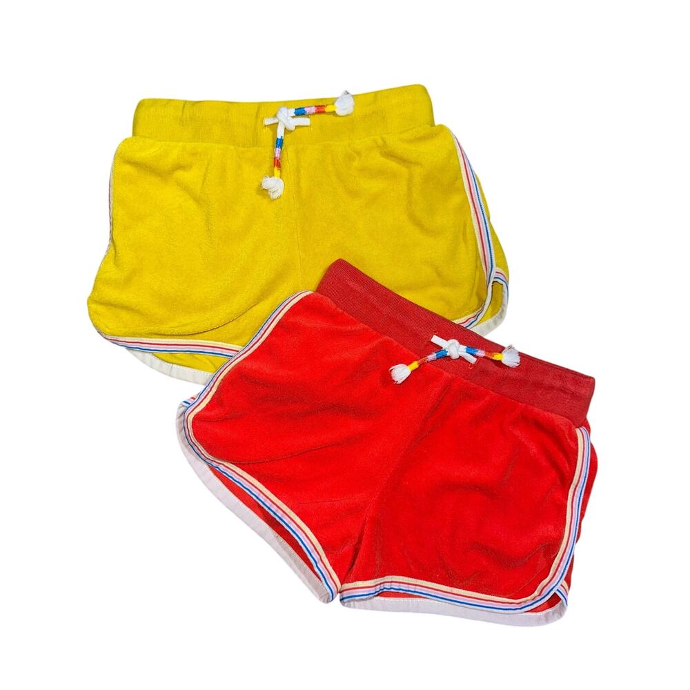 Mini Boden Girls Retro Toweling Terry Cloth Red & Yellow Shorts Size 6Y